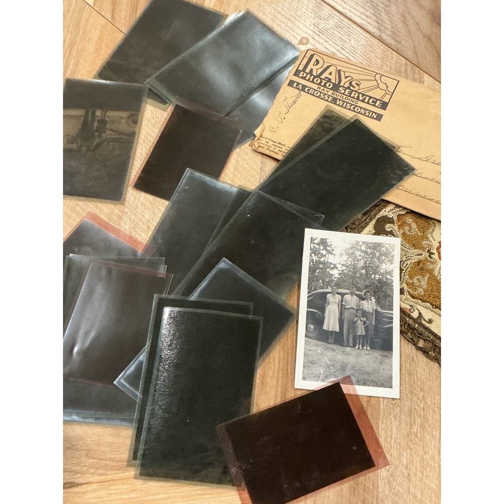 VTG 1930s-1950s Medium Format Negative Archive Photo Bundle Lot Family Cars